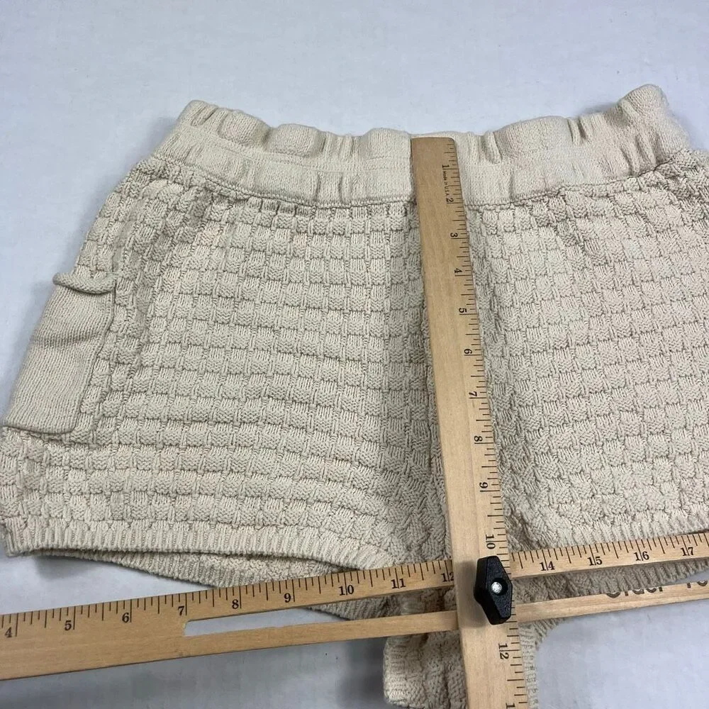 Free People Beach Jacquard Knit Shorts Beige Textured Knit Casual Cozy Comfort S